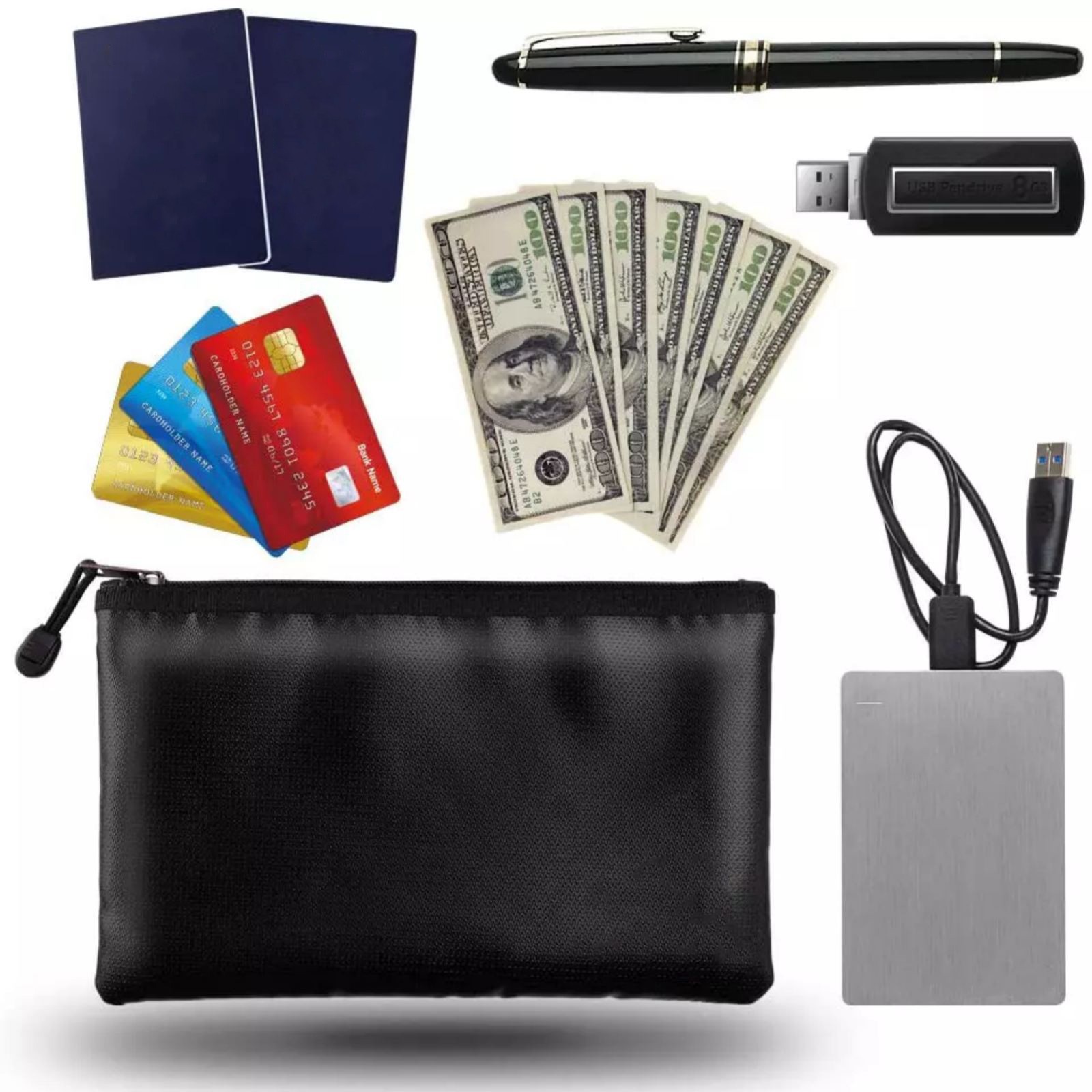 1 PC Fireproof Waterproof Document Envelope File Folder Cash Pouch Document Bag