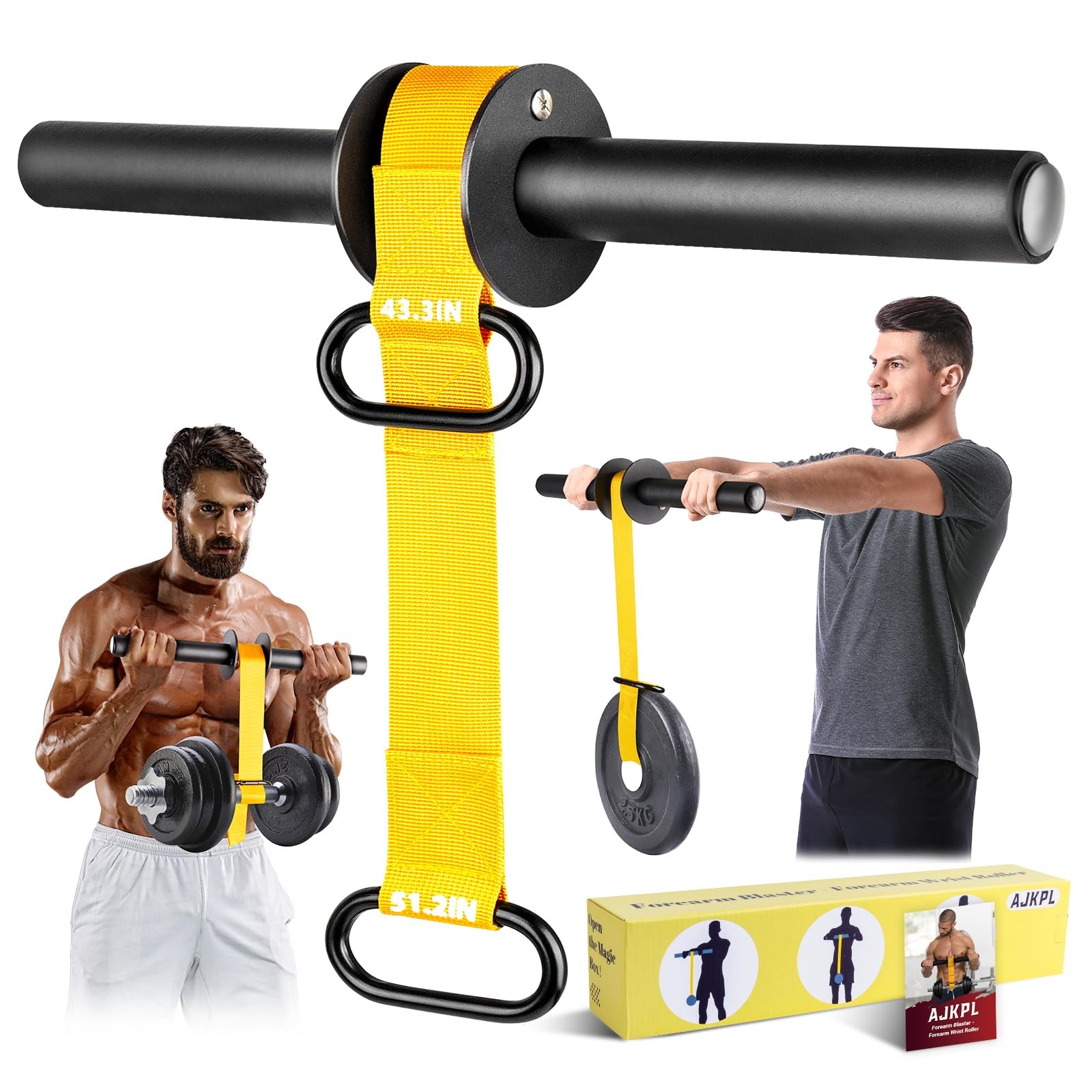 Forearm Strengthener and Wrist Roller, 43.3 in Or 51.2 in Ultra-Strong Nylon ...