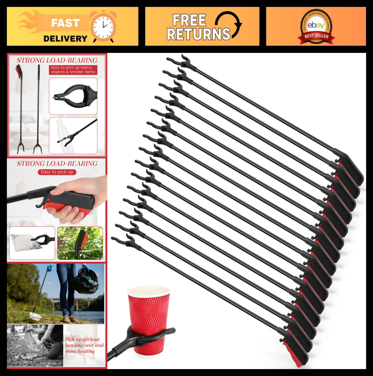 30 Pcs Long Handle Grabber Reacher Tool, 31.5" Trash Picker for Elderly, Lightwe