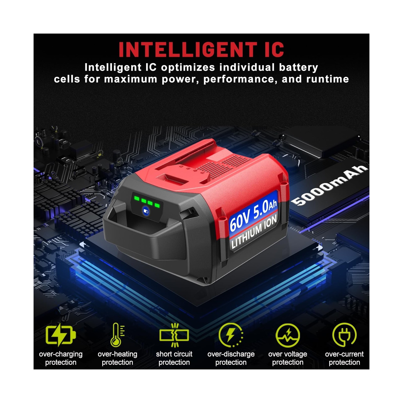 5.0Ah Replacement for ‎Toro 60V Battery, Compatible with Toro 60 Volt Flex
