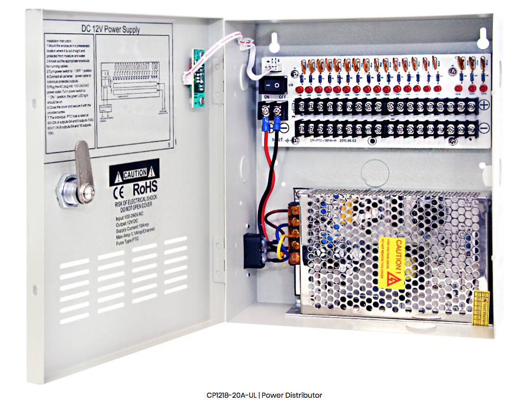 18Ch 12V 20Amp UL DC Distribute Power Box  Security Surveillance System