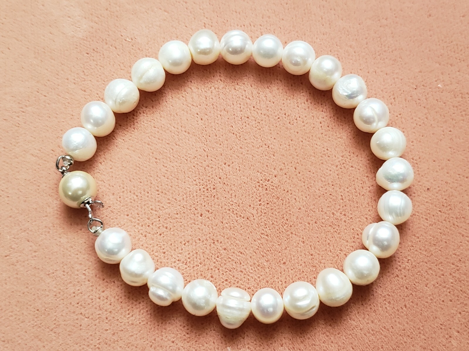 Hand-Made GENUINE * PEARL * BRACELET 7.5", 7.5-8 mm - Made in USA