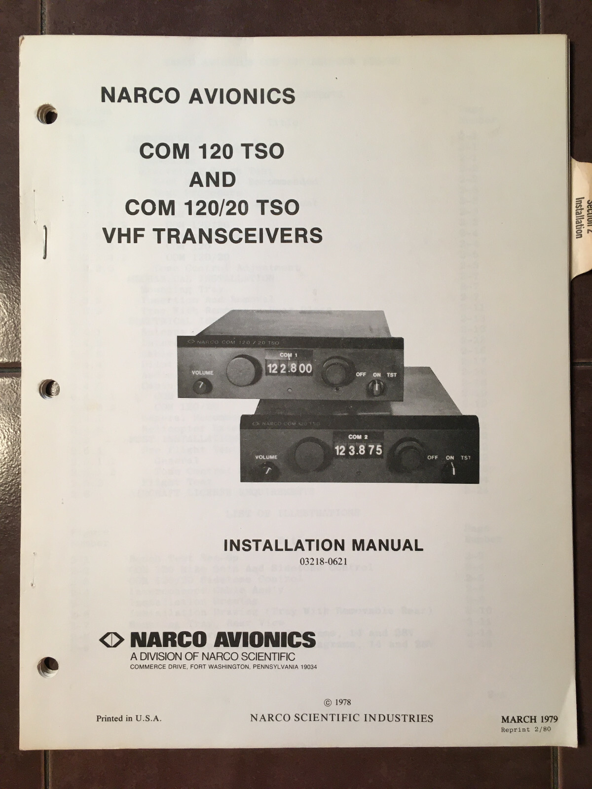 Narco Com 120 and 120/20 install manual