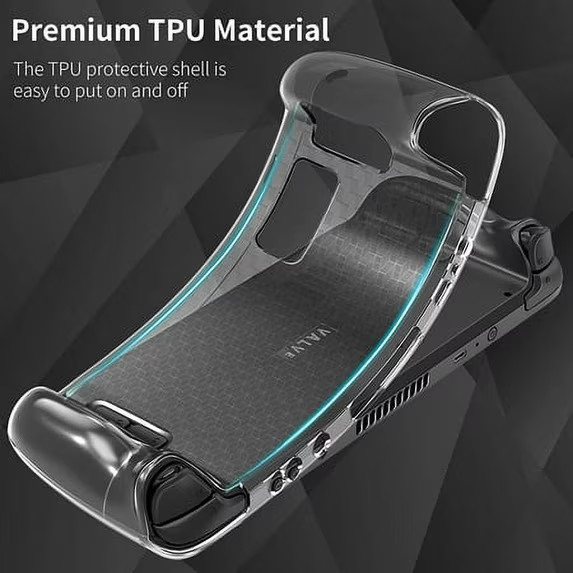 Steam Deck Protective Case Clear, TPU Soft Cover Protector with Full Protection