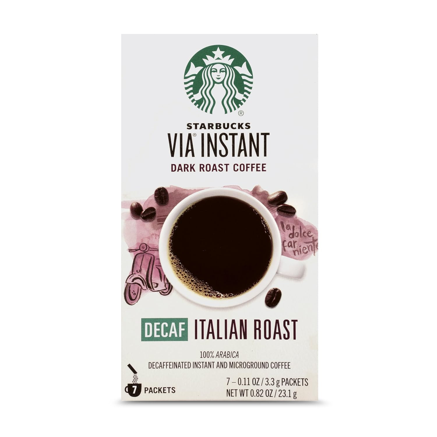 VIA Instant Coffee, Decaf Italian Roast, 7 Count