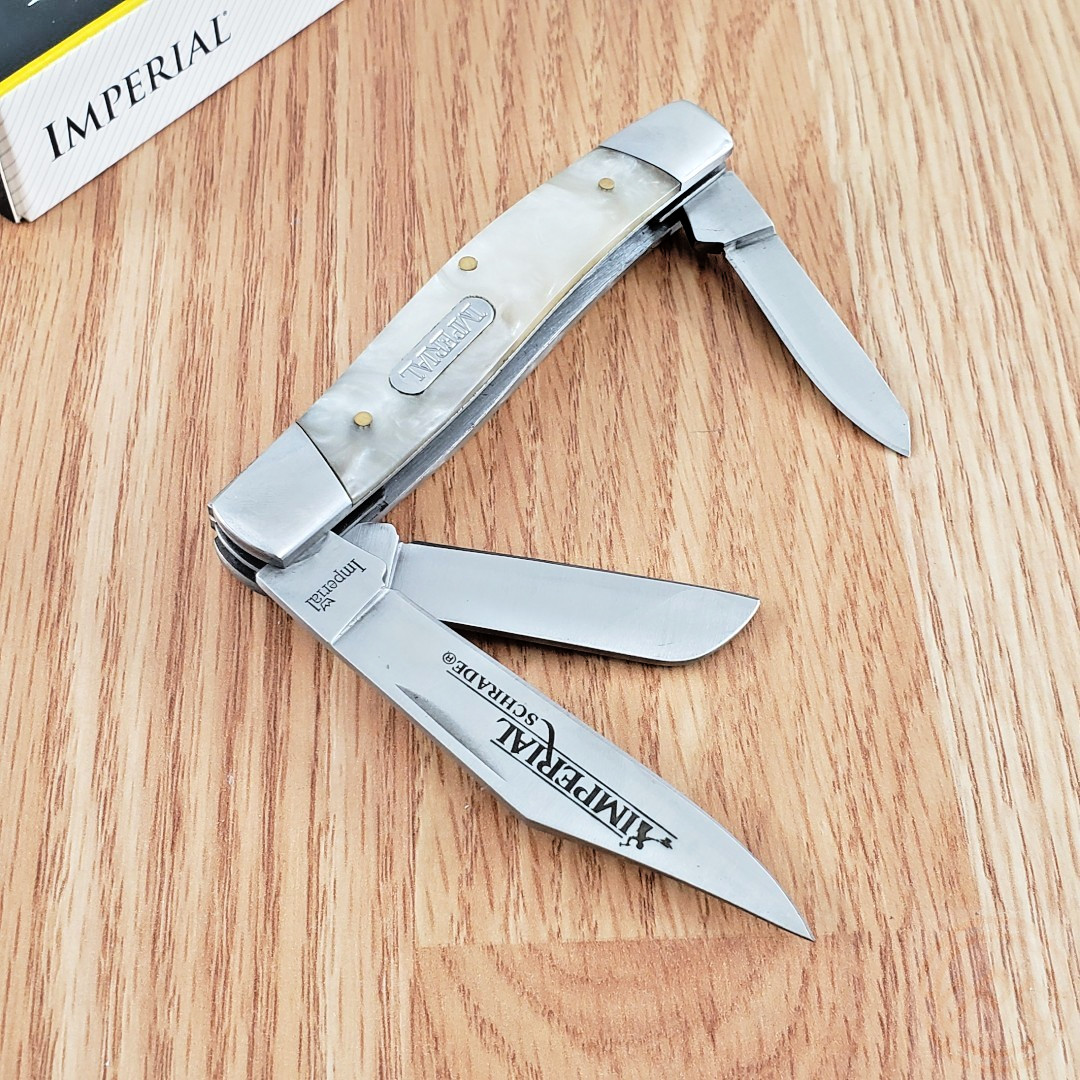 Imperial Schrade Large Stockman Pocket Knife Stainless Blades Celluloid Handle