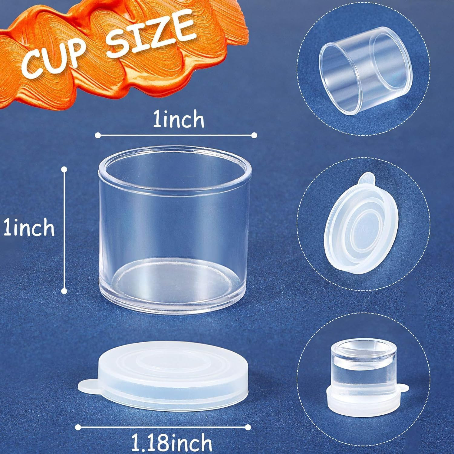 Small Paint Cup with Lids, Plastic Mini Paint Containers DIY Craft Storage Conta