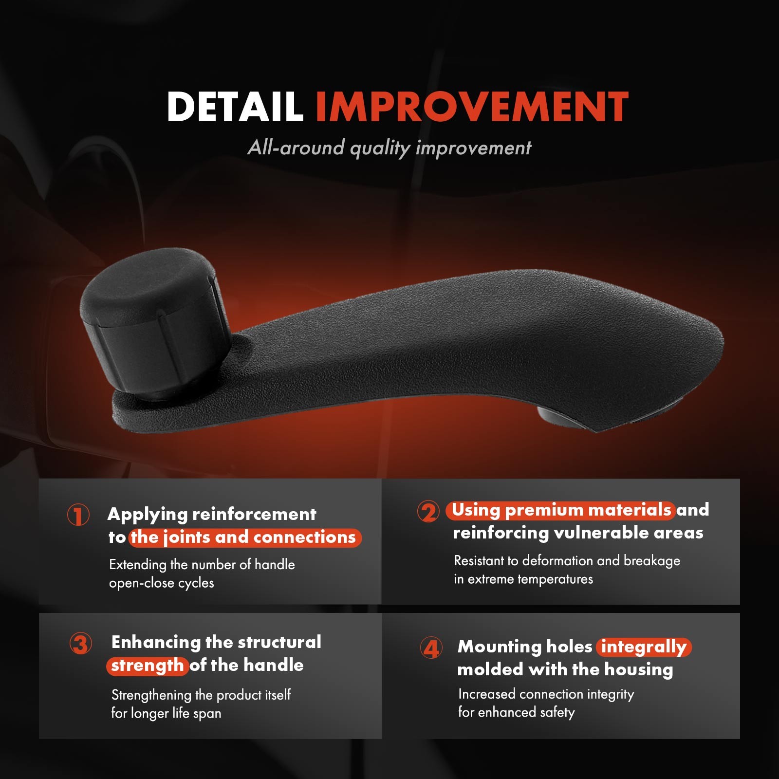 2x Manual Window Crank Handle for Chevy Express 1500 2500 3500 4500 Blazer Black