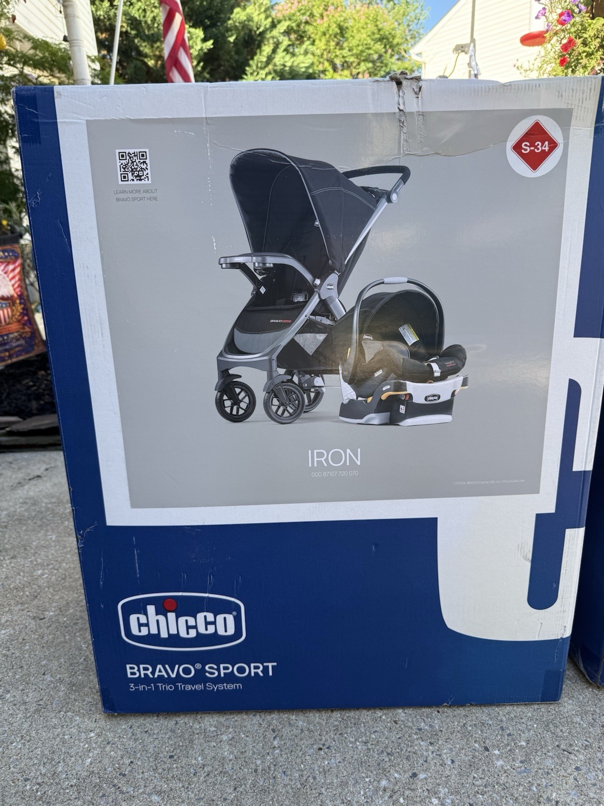 New Chicco Mini Bravo Sport Stroller 3 in 1 Travel System - Black Carbon