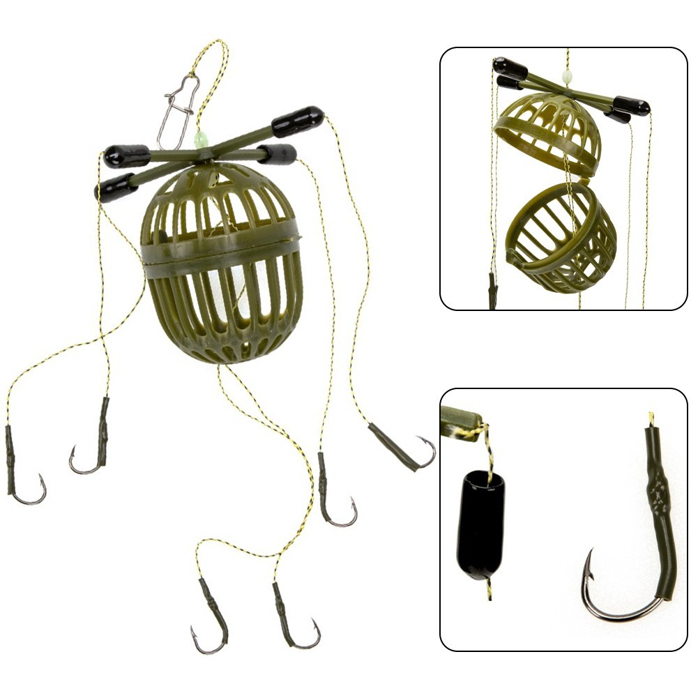 Fishhook Hook Rig Set Bait Feeder Fishing Feeder Holder Fishhook Feeder Tackle