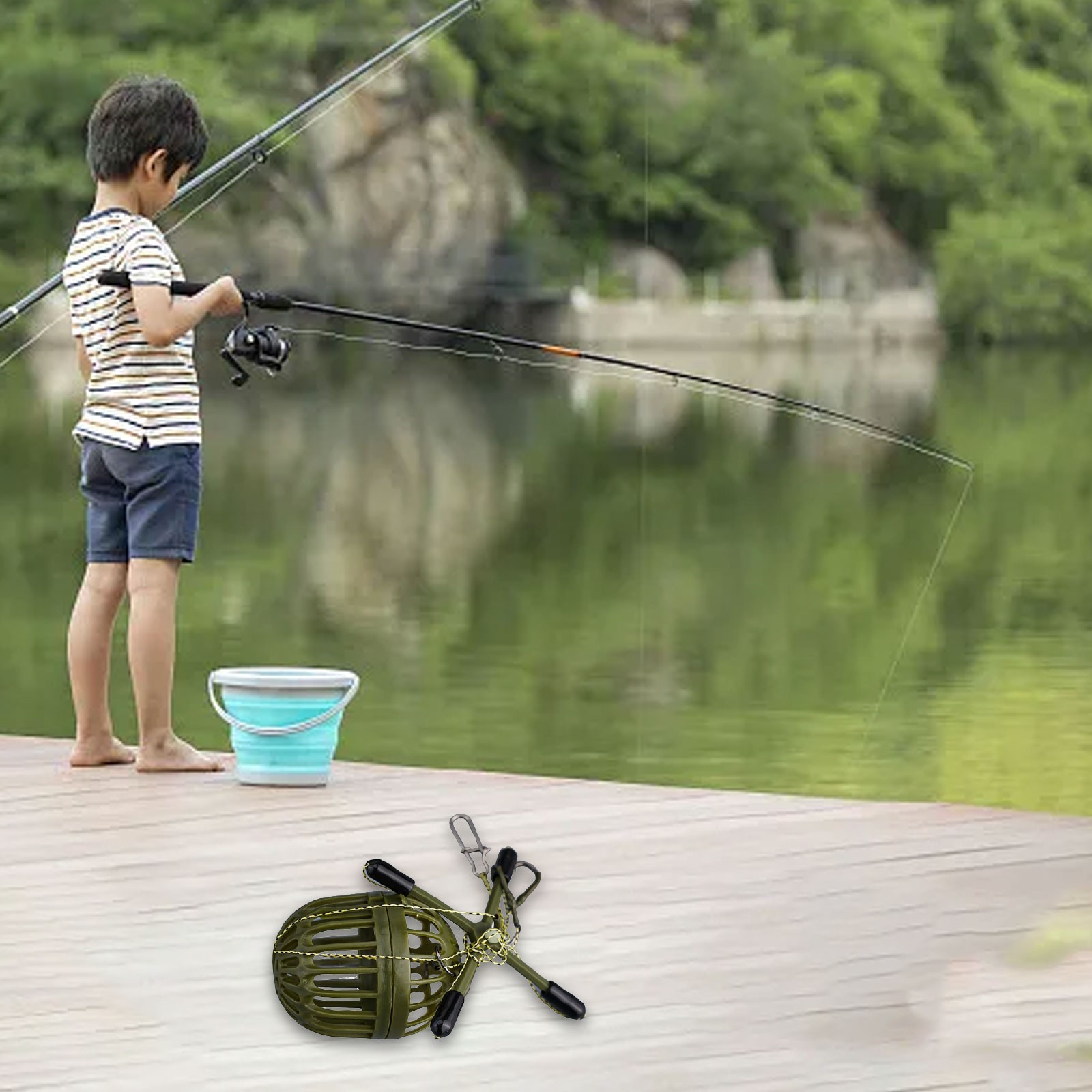 Fishhook Hook Rig Set Bait Feeder Fishing Feeder Holder Fishhook Feeder Tackle