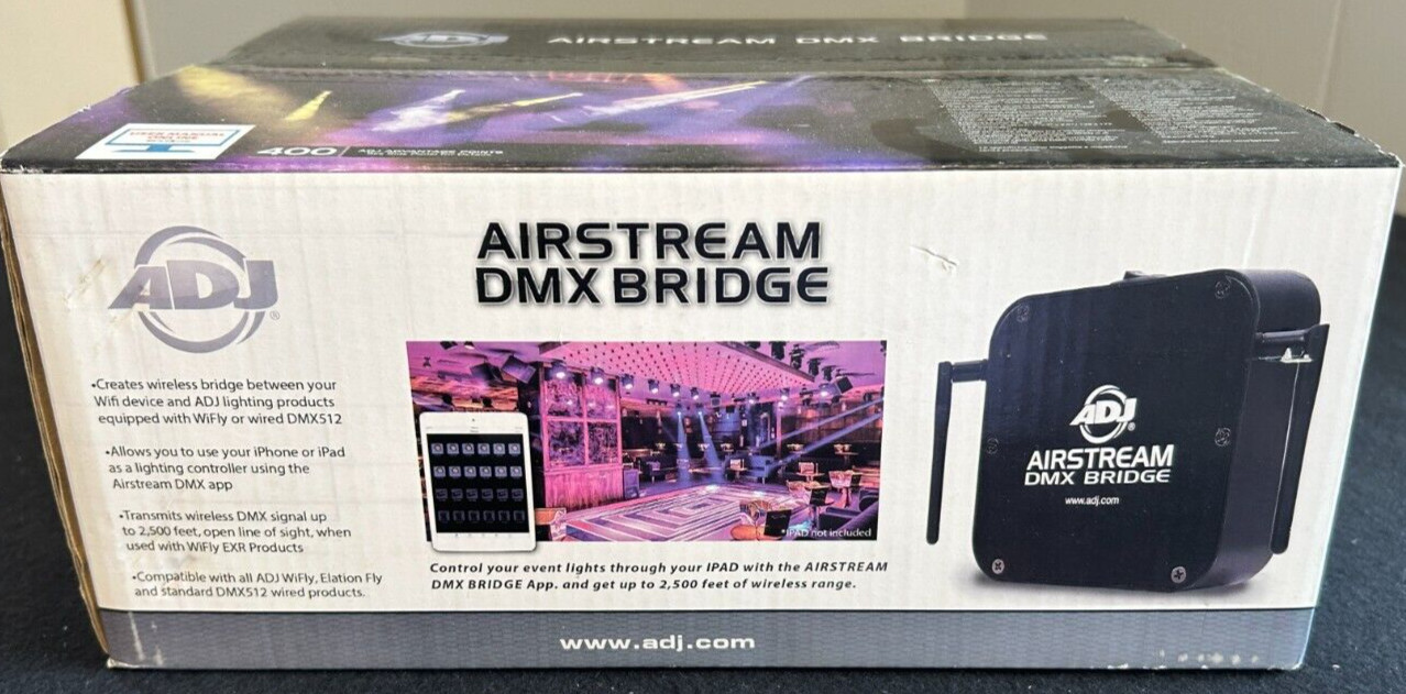American DJ Airstream DMX Bridge WiFi to WiFLY Wireless DMX Interface Bridge...