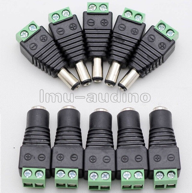 Male+Female 2.1x5.5mm DC Power Male Plug Jack Connector Socket Adapter For CCTV