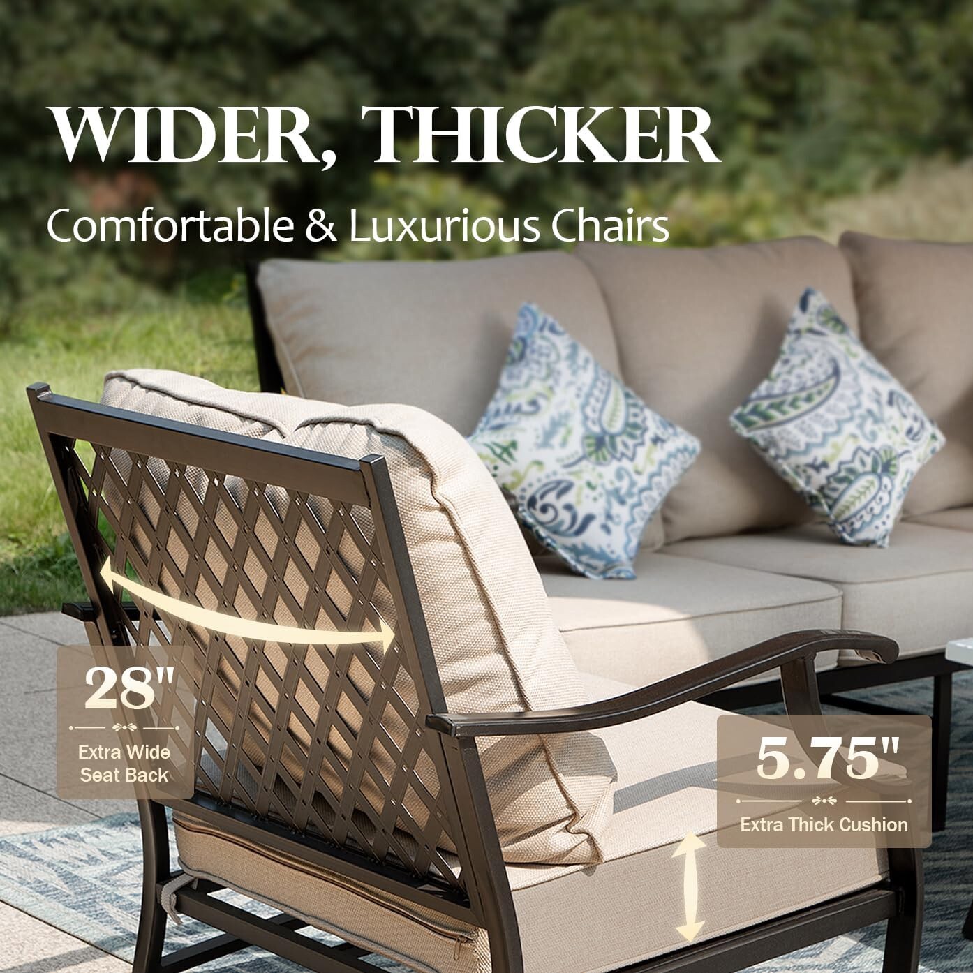 5 PCS Patio Furniture Set Outdoor Conversation Set w/2 Metal Chairs for Backyard