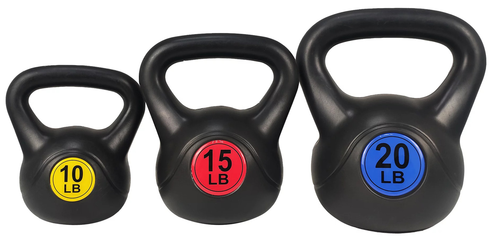 BLC Kettlebell Set of 3 - 10lb, 15lb, 20lb (ELG-KB101520) home work out gym