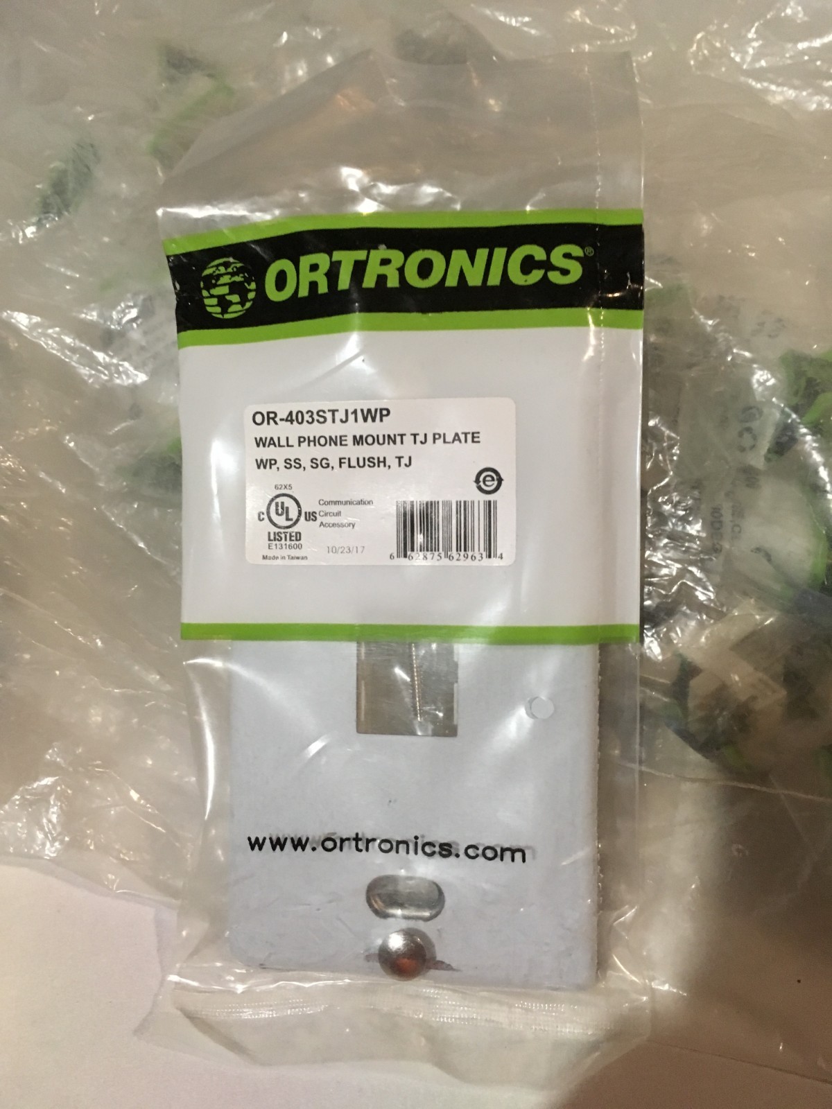 ORTRONICS OR-403STJ1WP WALL PHONE MOUNT TRACJACK  STAINLESS STEEL PLATE  TJ SS