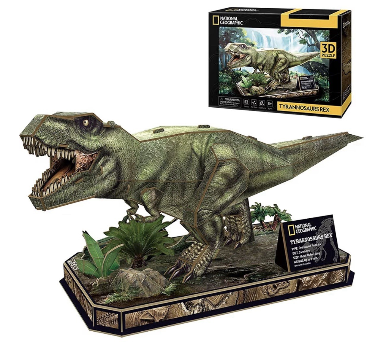 Puzzle 3D Tyrannosaurus Rex Dino National Geographic DS1051h Cubic 52 Pieces New