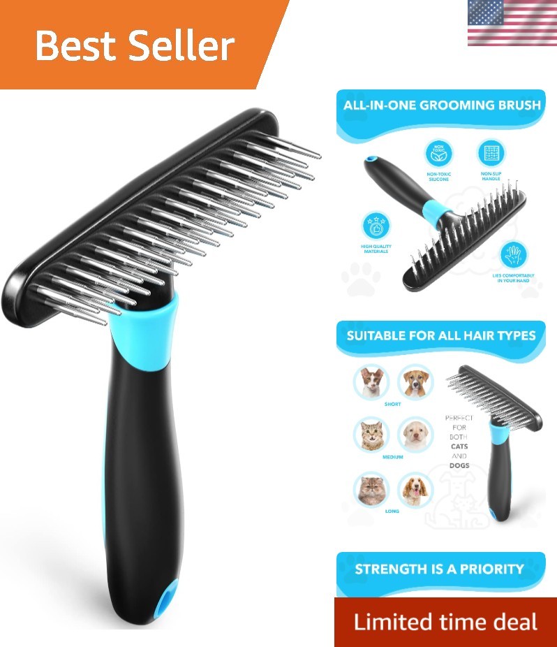 Groom with Ease: Deshedding Brush & Undercoat Rake for All Pet Fur Types