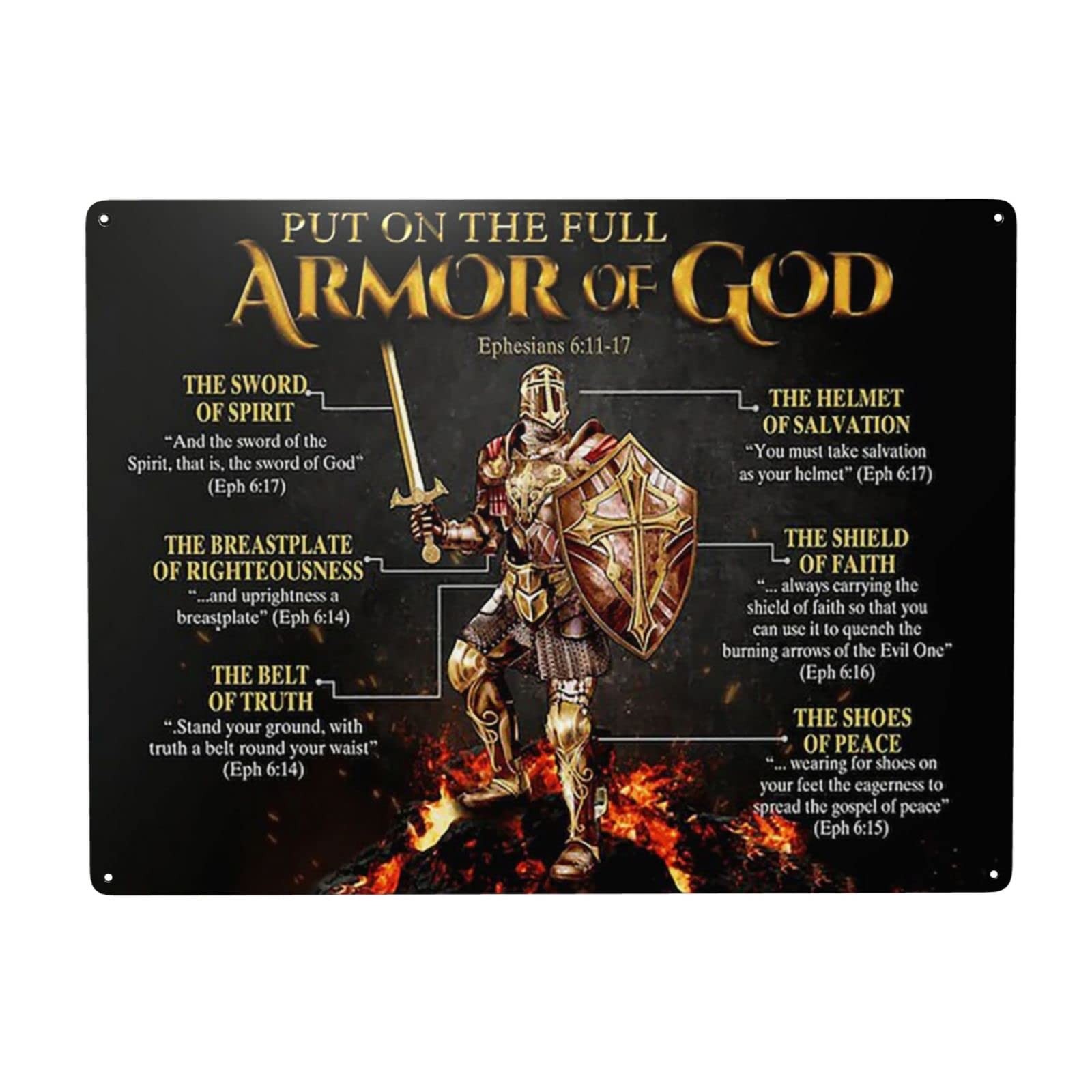 WZVZGZ Armor of God Tin Metal Sign Wall Decor Fun 5.5" x 8", Sign-4