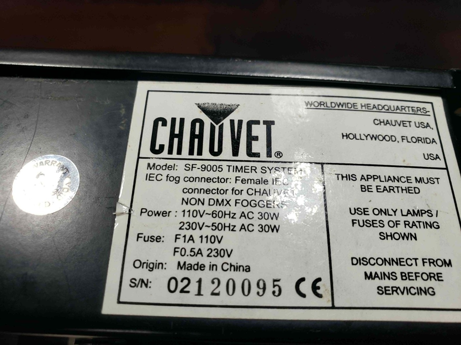 CHAUVET DJ SF-9005 Timer Controller