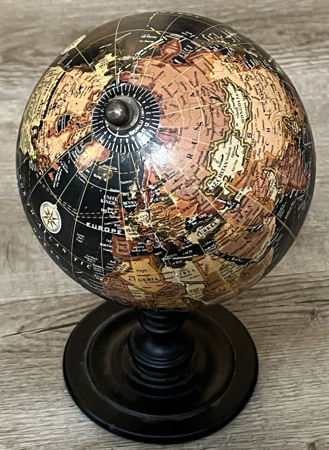 Tabletop Globe Freestanding Travel School Office Decor Rotating Wood Base