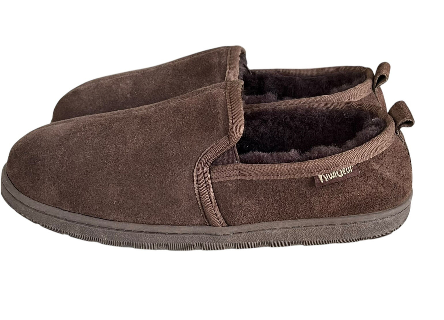 Kiwi Gear Sheepskin Slip On Slippers Women's Size 10 Suede Brown Comfort