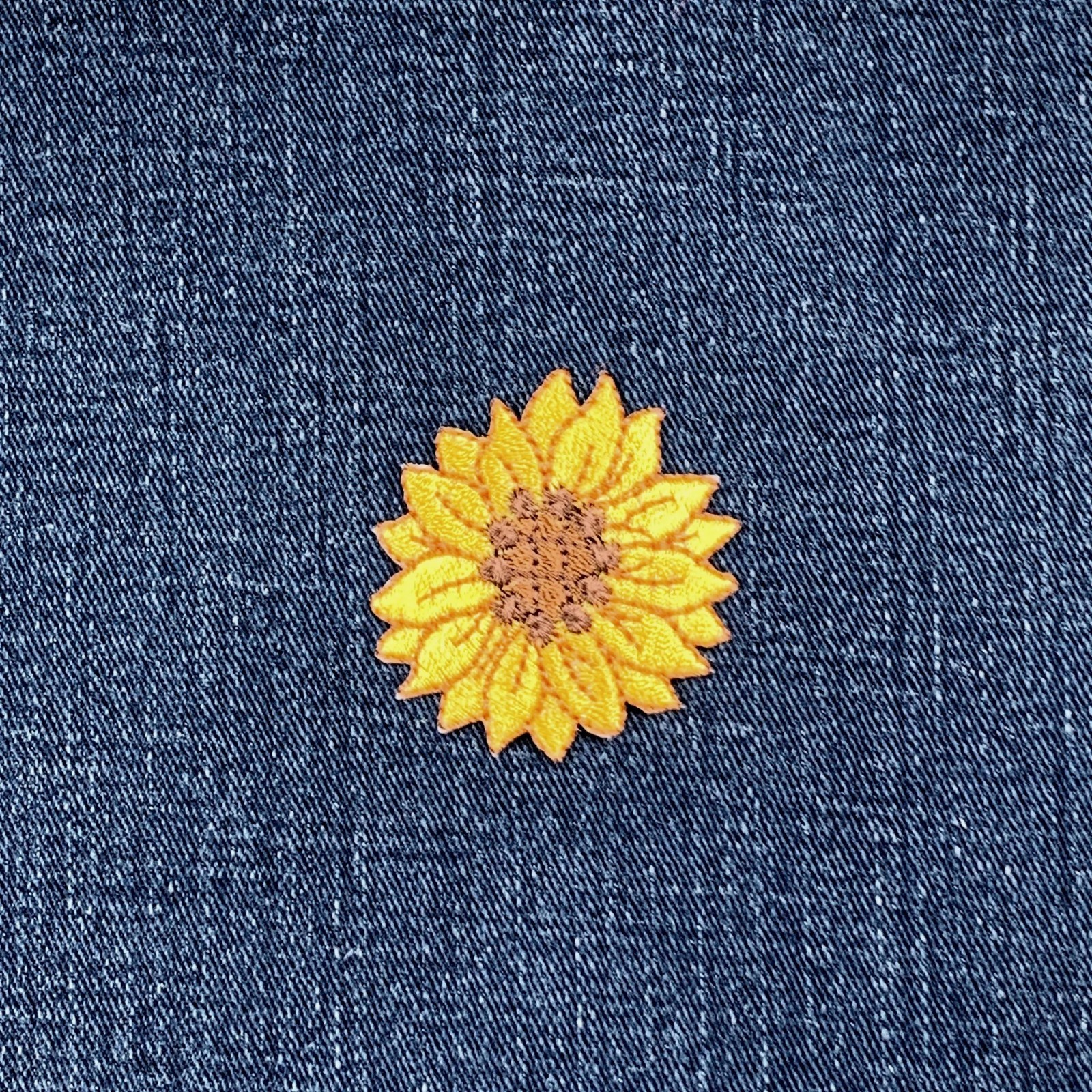 Sunflower Applique Patch - Embroidered Flower Badge 1-5/8" (Iron On)