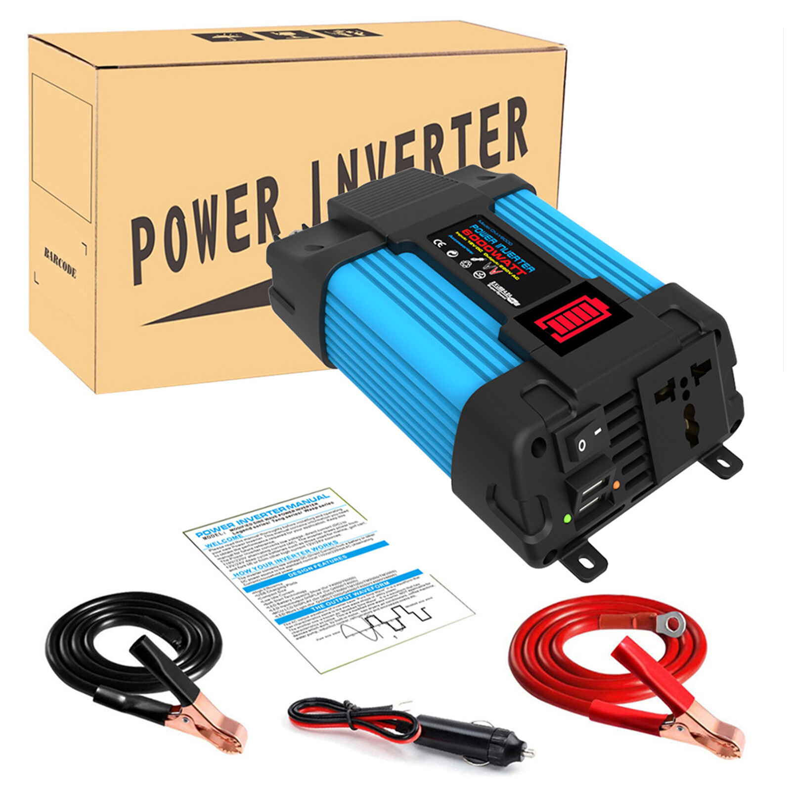 High-Efficiency 6000W 12V To 220V/110V Power Inverter with LCD DisplayFU