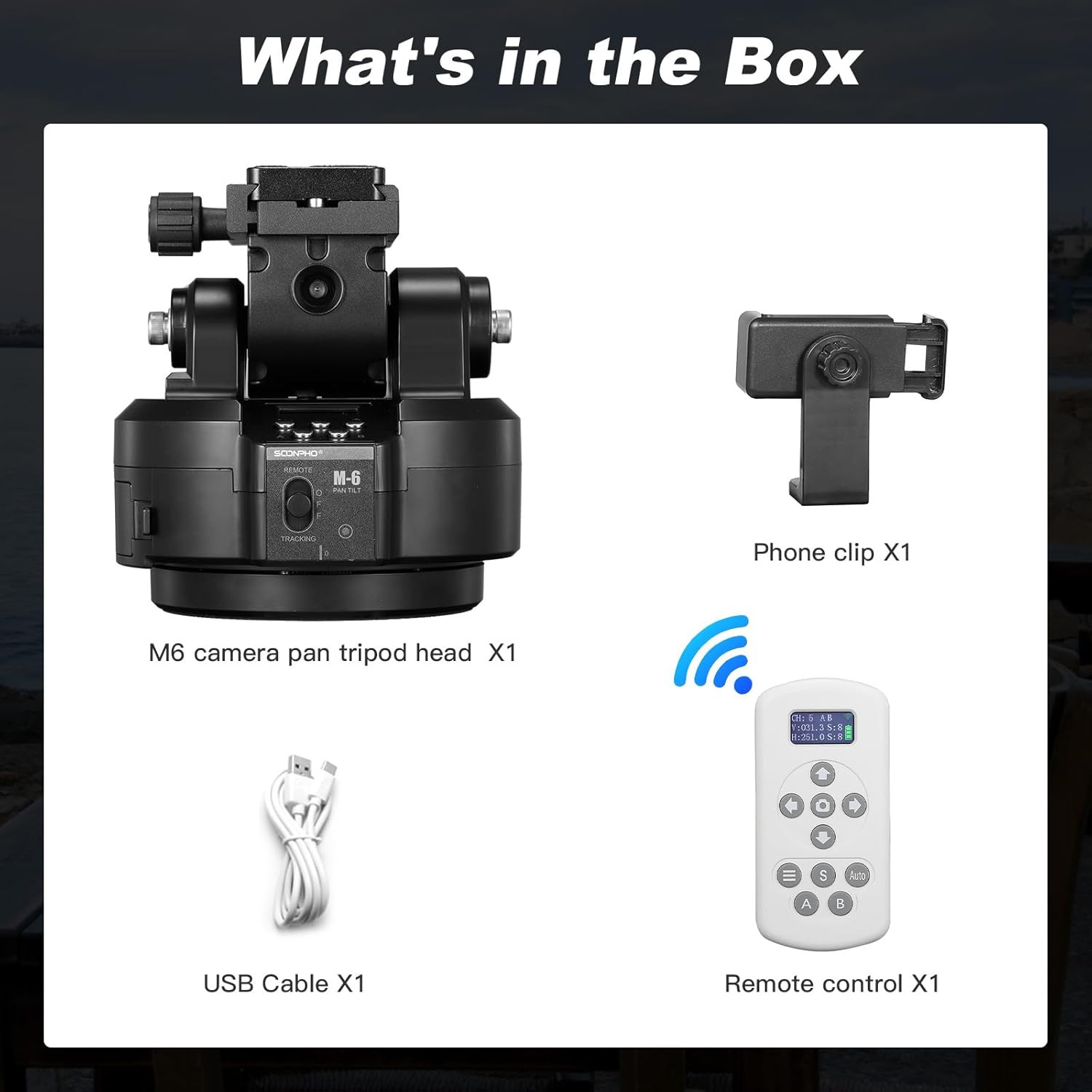 M6 Auto Face Tracking Motorized Rotating Panoramic Tripod Head, Remote Control 3