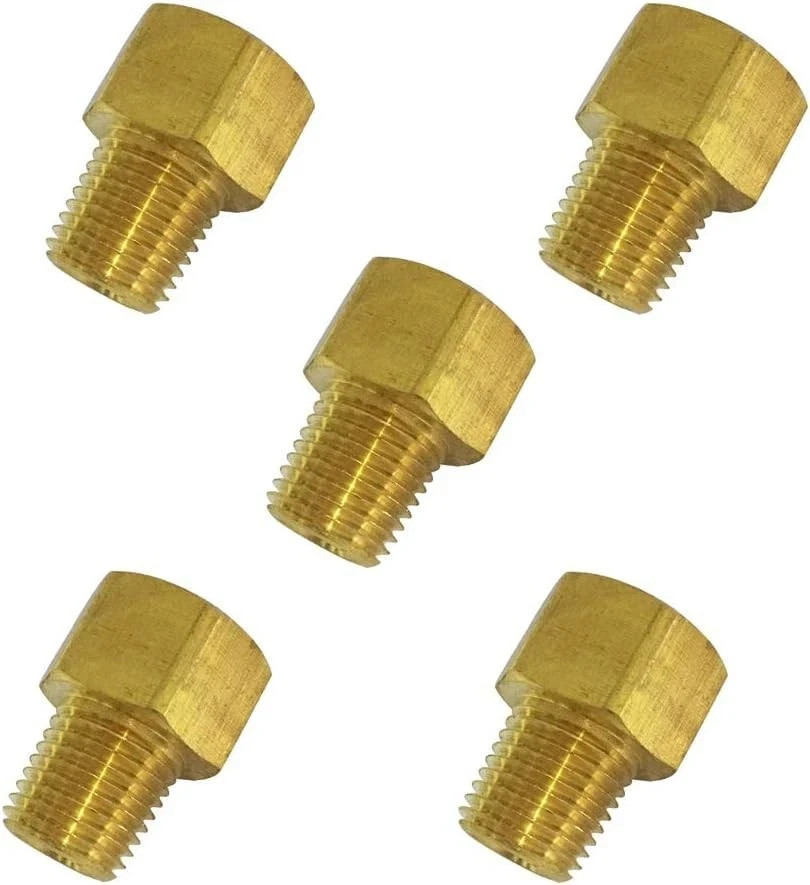 Brake Line Adapter Male Connector for 3/16" Tube x 1/8" NPT Brass Pack of 5