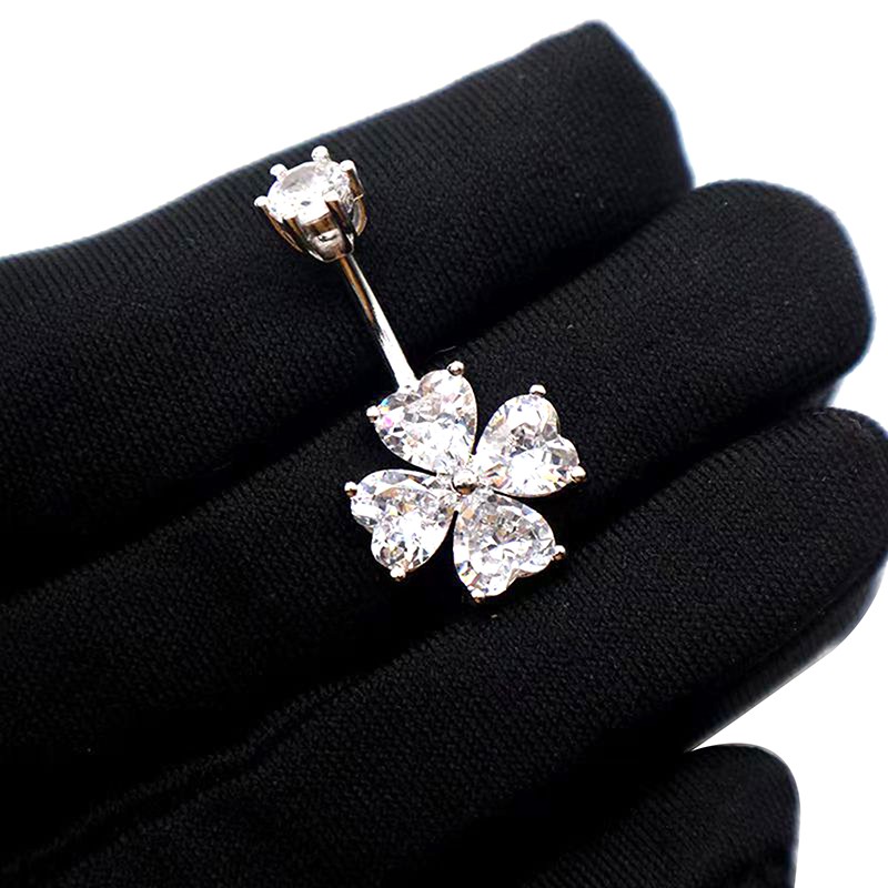 Fashion Pink Heart Butterfly Belly Button Rings Cute Stainless Steel Navel Ring