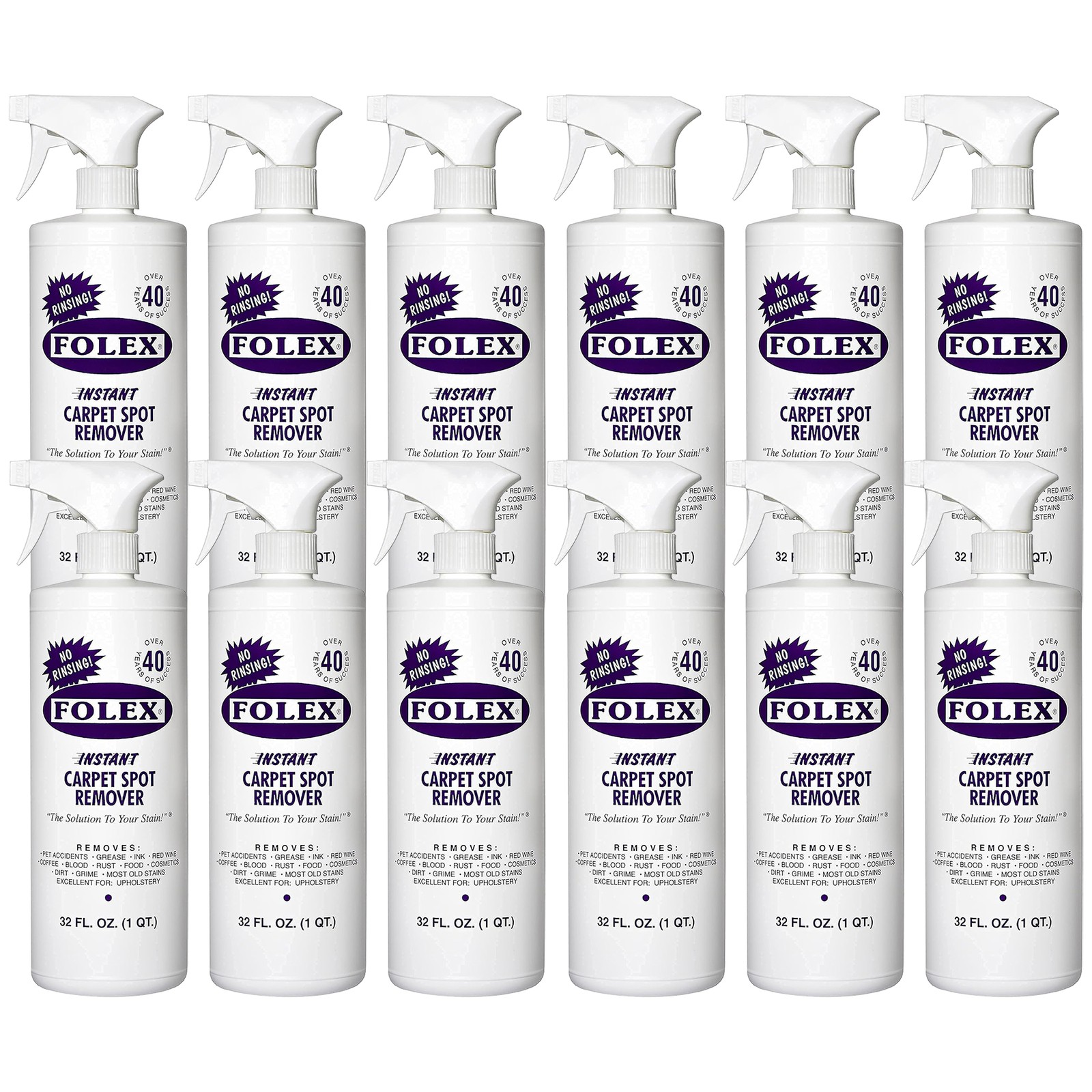 12 Pack Folex Instant Carpet Spot Remover, 32 oz - Removes Pet Accidents, Grease