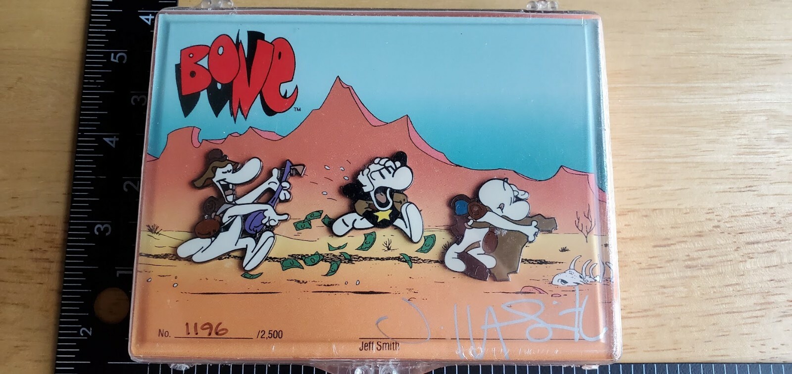 Bone Pin Set Autographed by Jeff Smith 1994 Cartoon Books Limited 1196 of 2500
