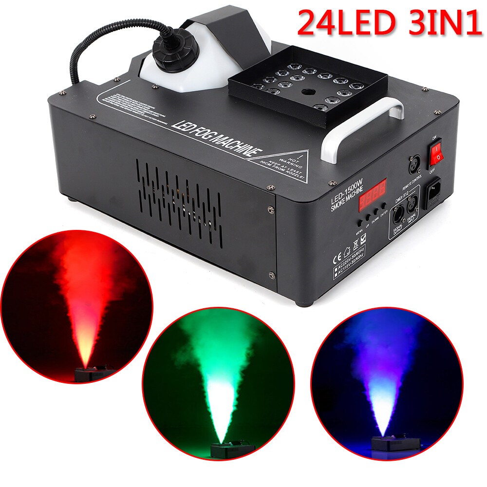 Smoke Fog Machine DMX DJ Party Vertical Spray Fog Stage Light RGB 24 LED Light