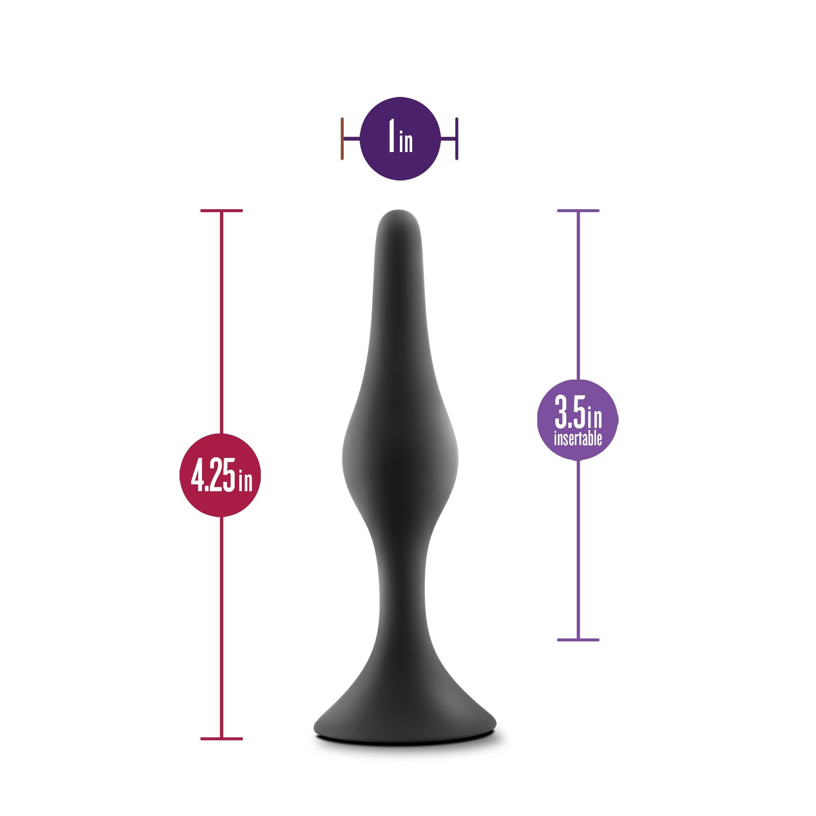 Blush Adventures Platinum Silicone Beginner Plug - Medium - Black