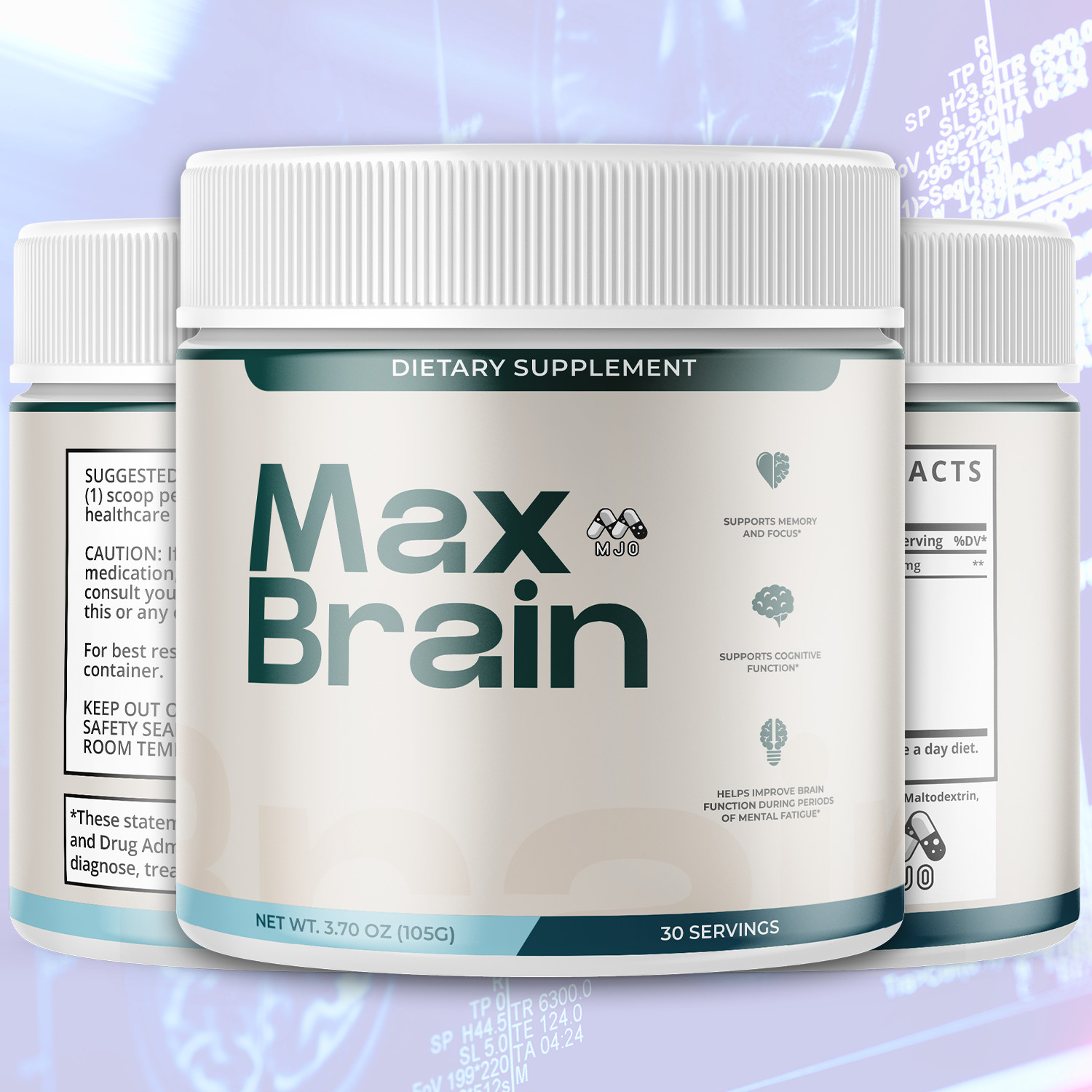 (2 Pack) Max Brain Powder Advanced Brain Supplement MaxBrain 60 Servings