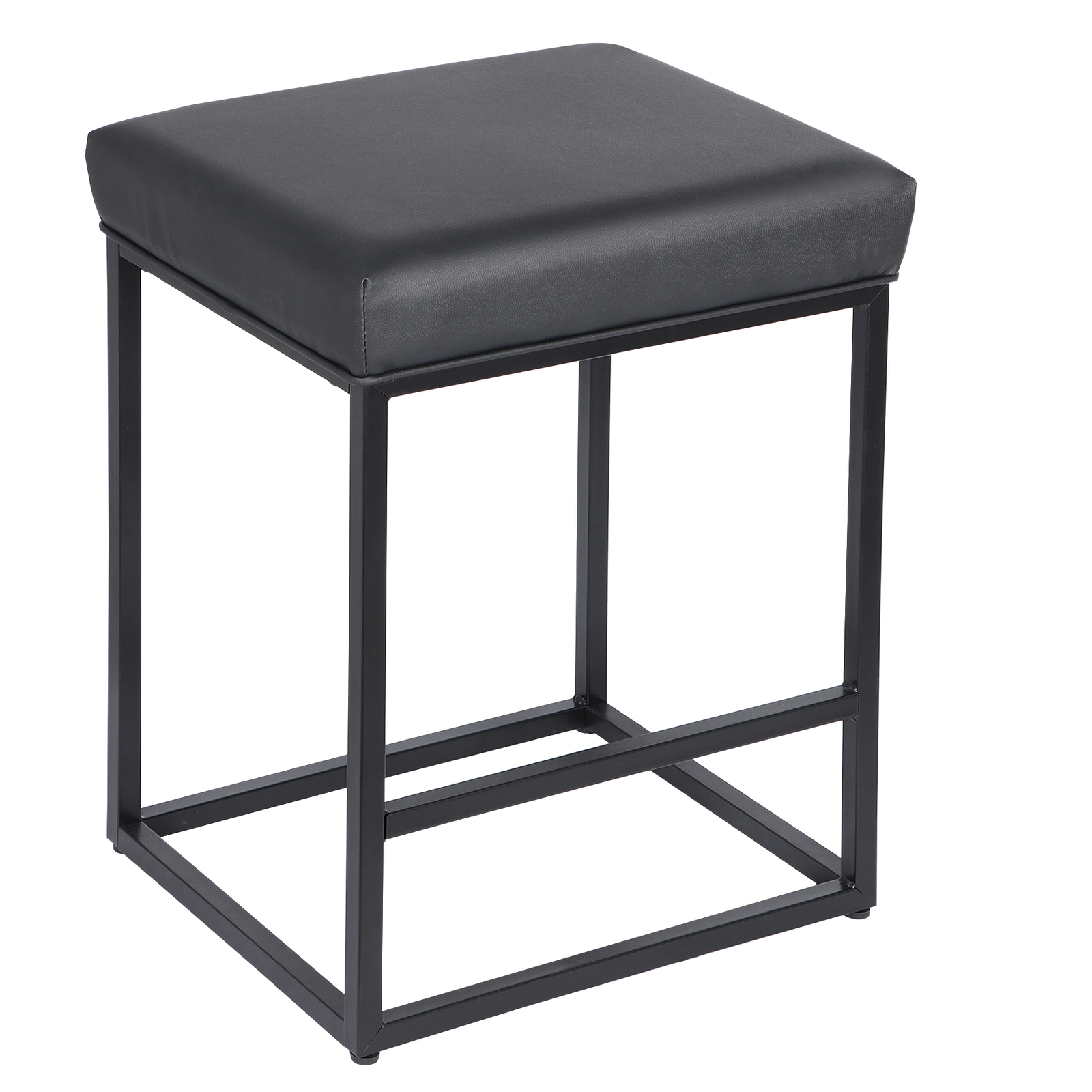 2PCS Black Backless Bar Stools PU Leather Stools Sturdy 330LBS Capacity Home