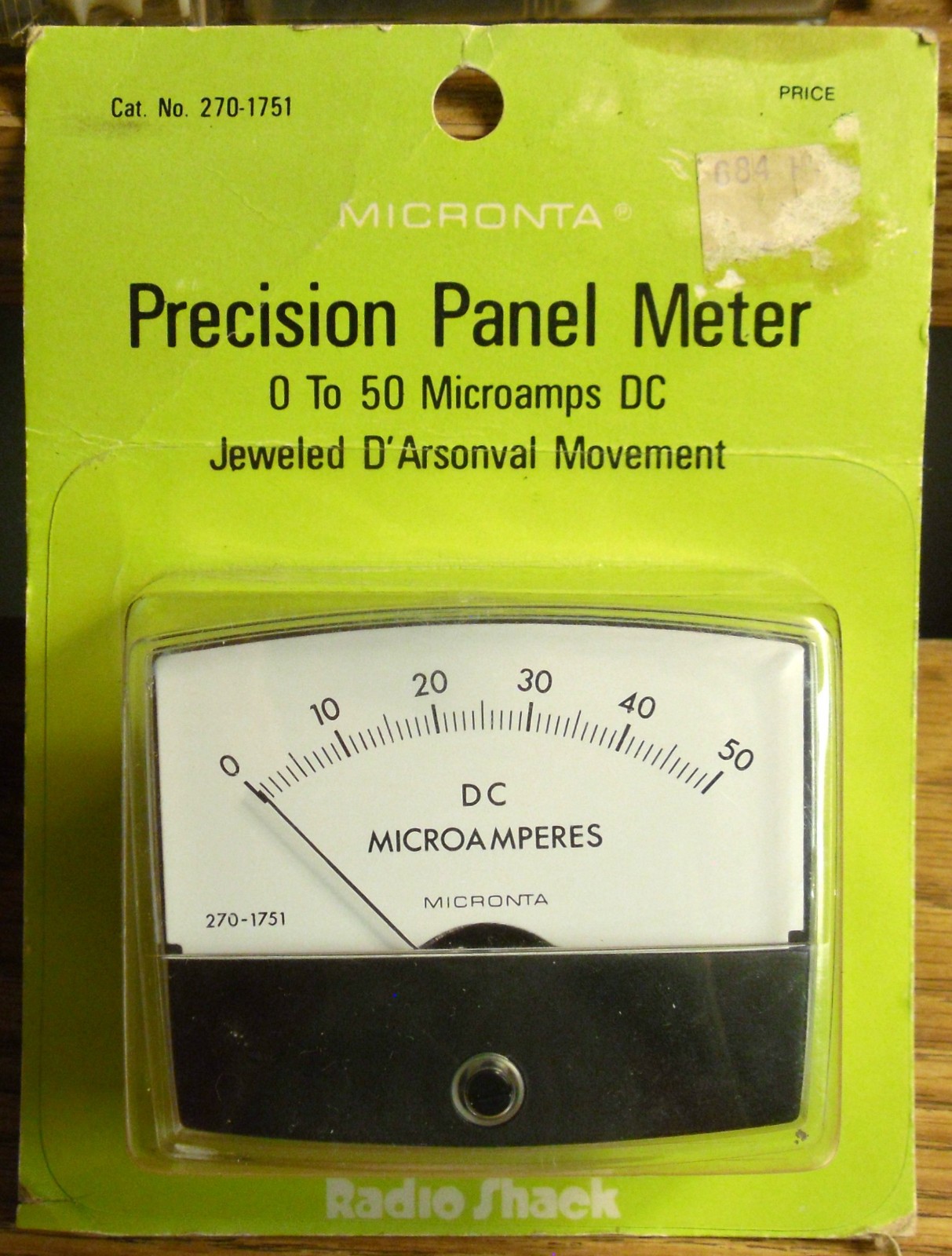 DC MicroAmp 0 to 50mA Analog Panel Meter - Micronta 270-1751 - Radio Shack