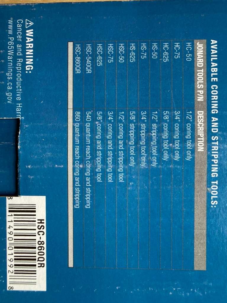Jonard Tools Hardline Jacket Stripper & Coring 860QR HSC-860QR