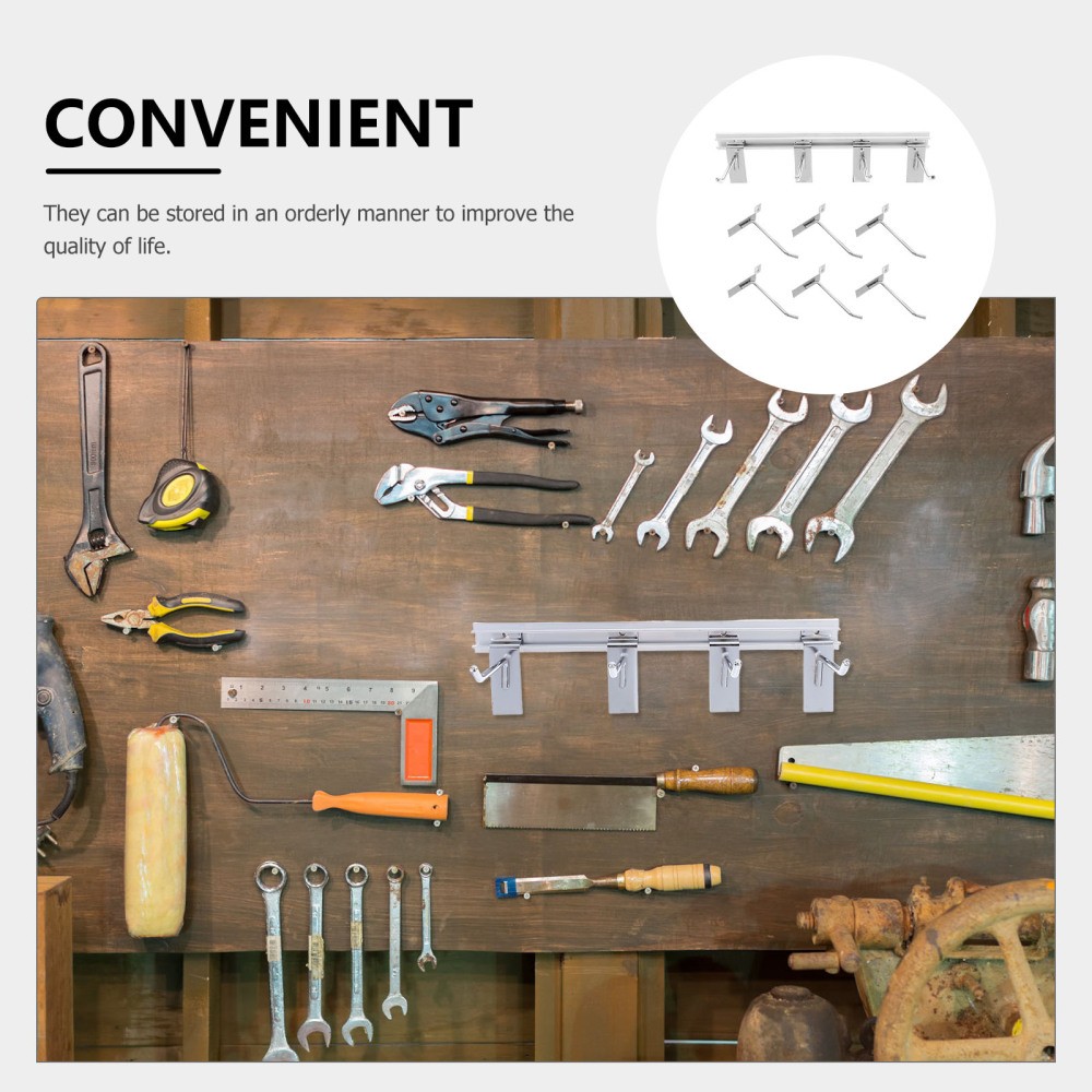 1 Set Durable Metal Pegboard Hooks Silver for Wall Mounted Storage Rack Decor