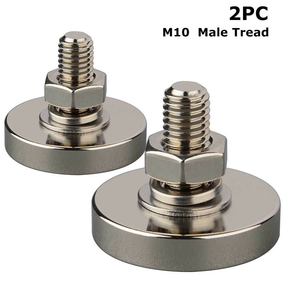 2PCS Neodymium Pot Magnet D40mm Male Threaded Stud M10 Magnetic Mounting Base