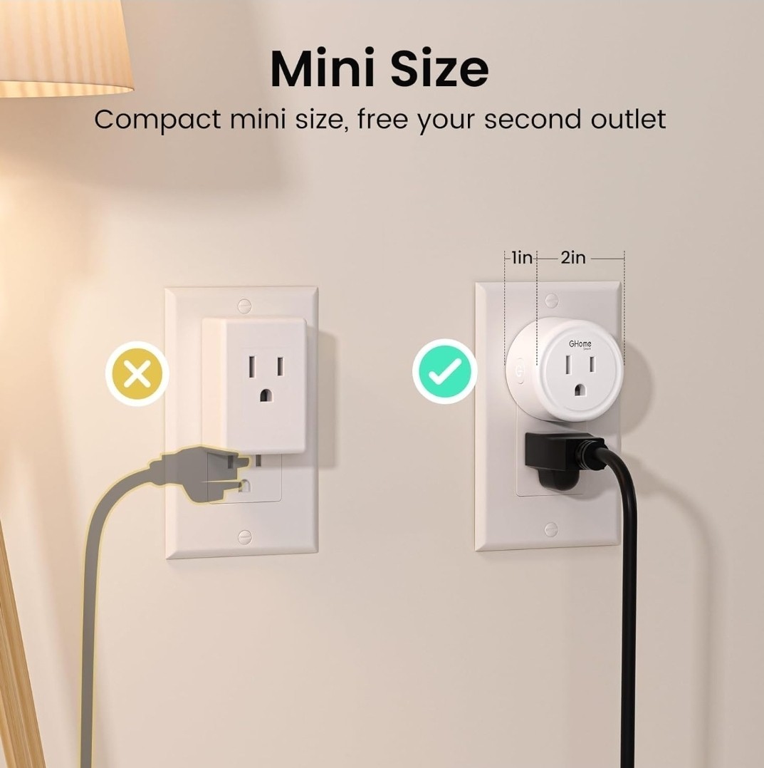 GHome Smart Mini Plug Wi-Fi Outlet Socket Alexa Google Home 4 Pack White