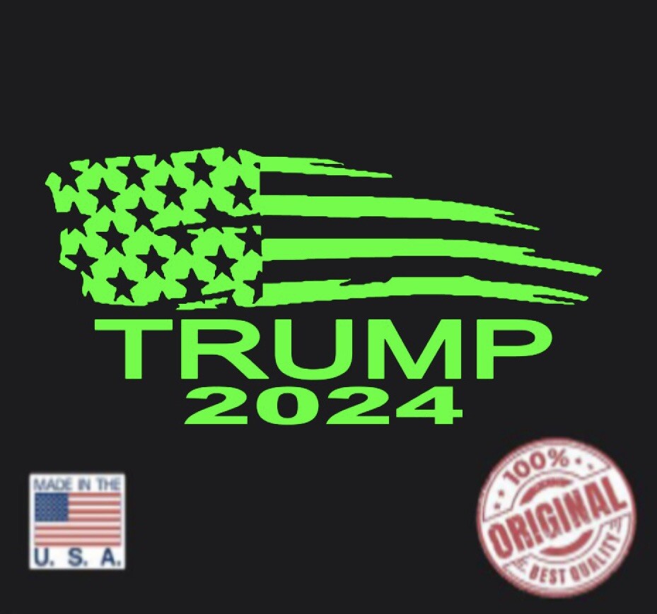 Green President Donald Trump Flag 2024 Vinyl Decal Sticker Car Truck USA