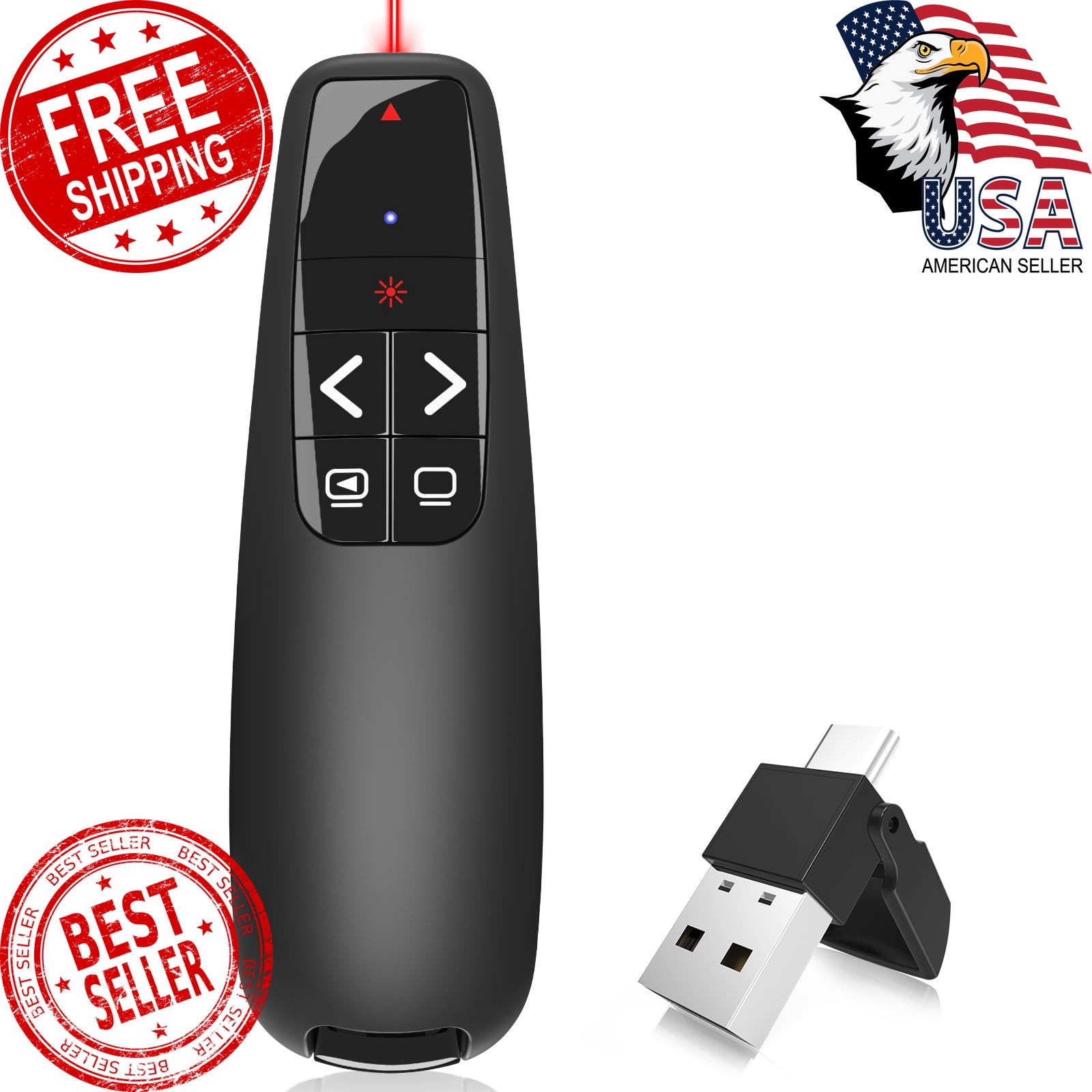 VILNIU USB C Presenter Clicker Red Light