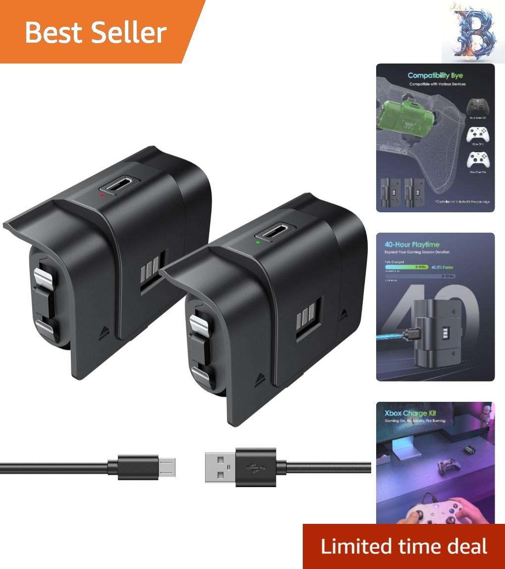 Ultimate Xbox Play & Charge Kit - 40H Playtime & 2 Pack Rechargeable Batteries