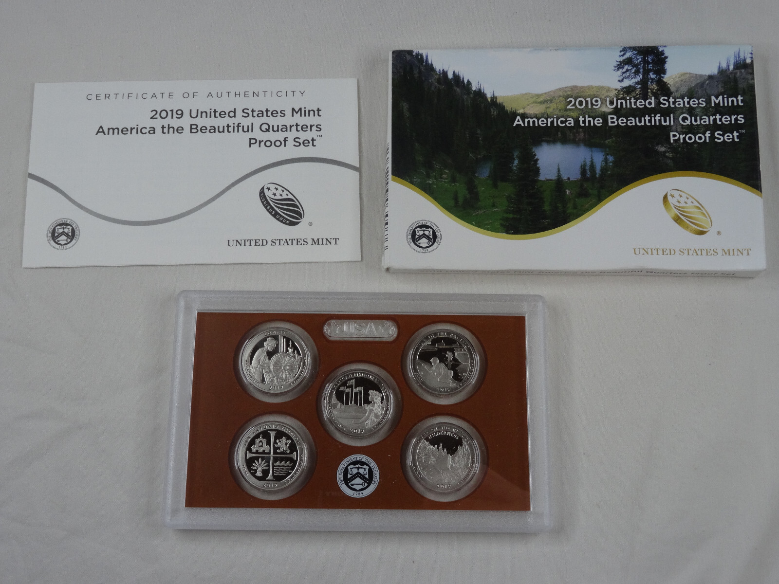 2019-S US Mint Proof Quarters ATB American the Beautiful 5 Coin Set Box COA OGP