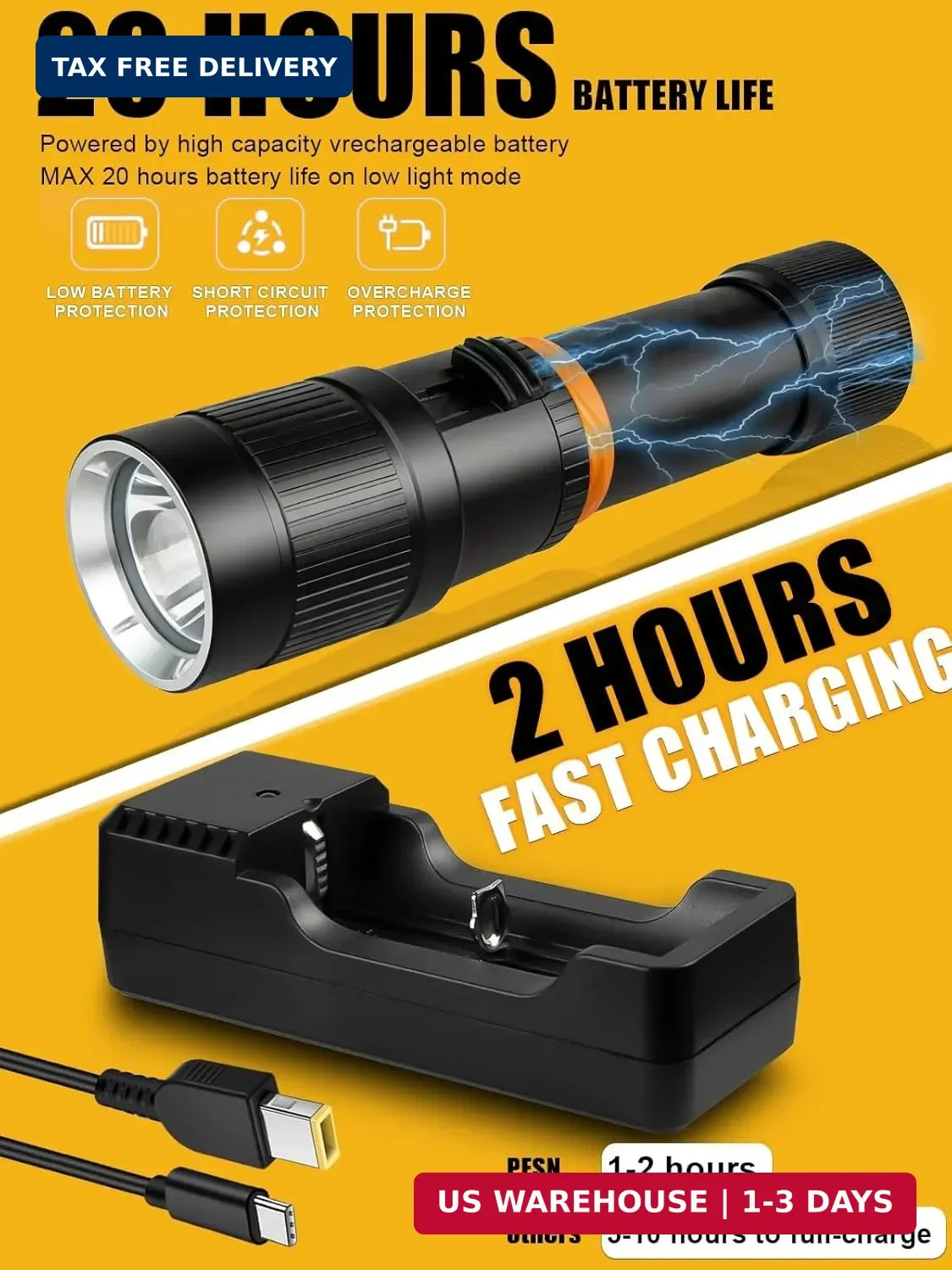 Scuba Dive Light Diving Flashlight - PFSN High Lumens Underwater Flashlight IPX6