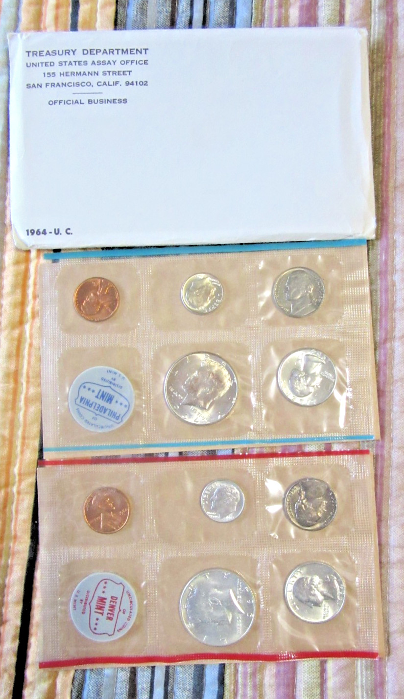 1964 P & D U.S. SILVER Mint Uncirculated UNC BU Set (10 Coins) 📸📷As Picx 📸📸