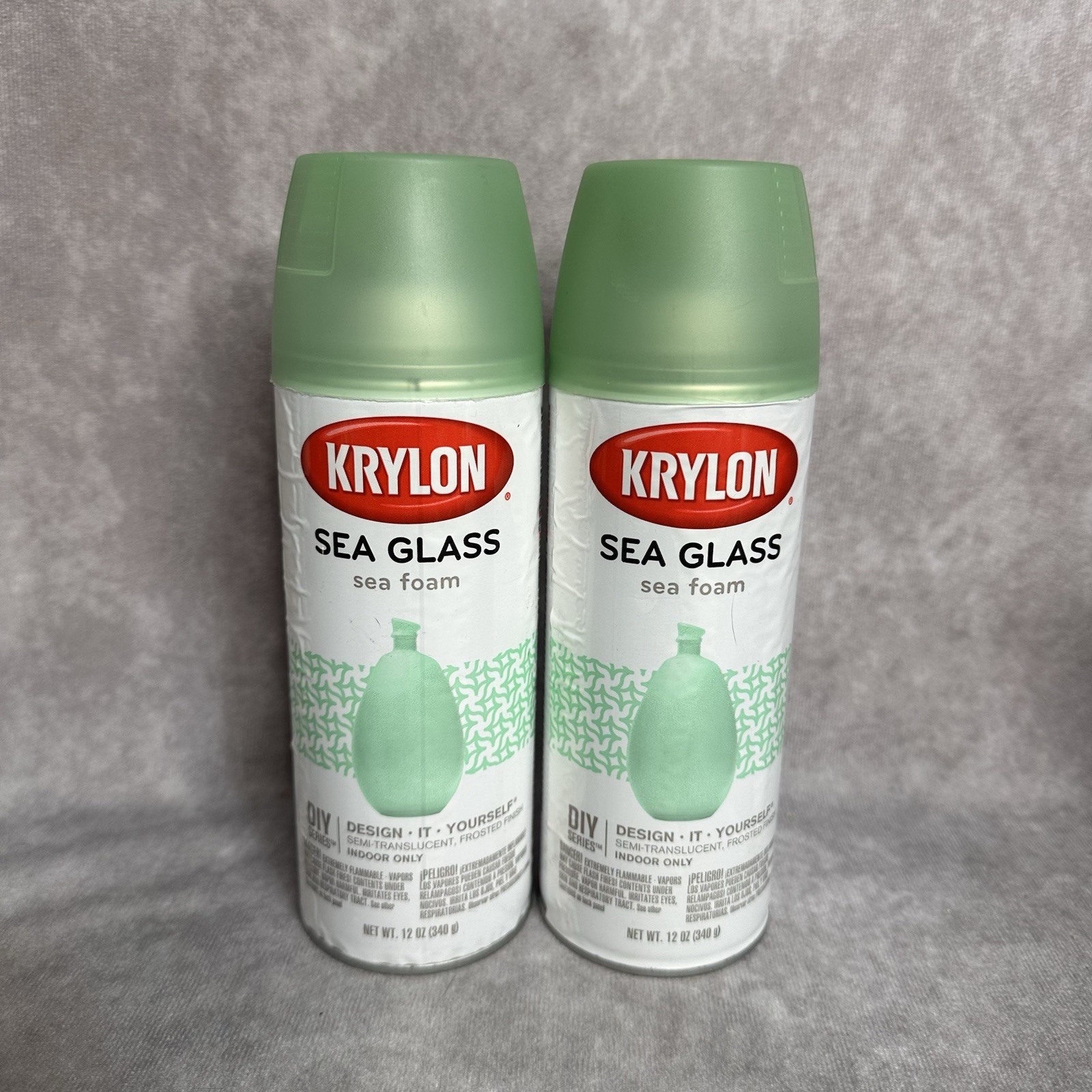 NEW 2 pack lot Krylon K09055007 Sea Glass Spray Paint Sea Foam 12oz for glass