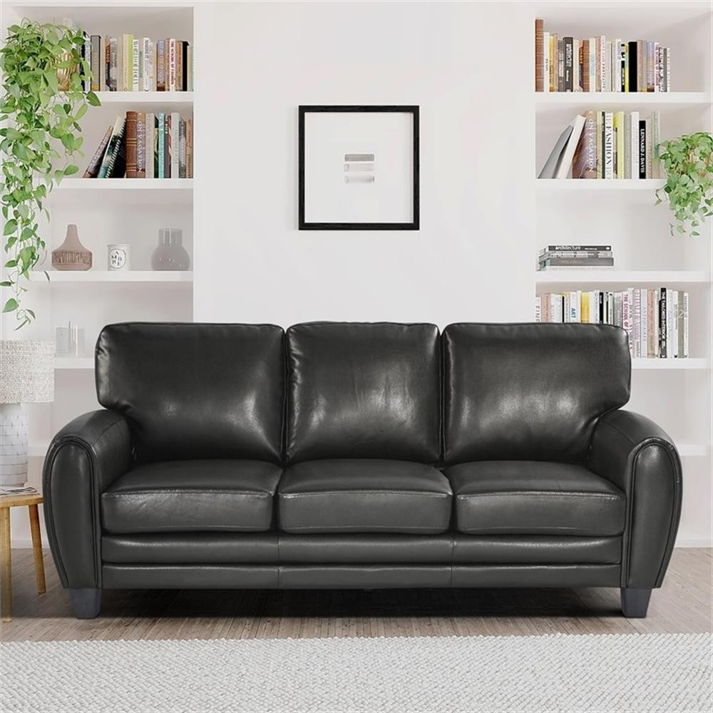 Lexicon Rubin Bonded Leather Sofa in Black